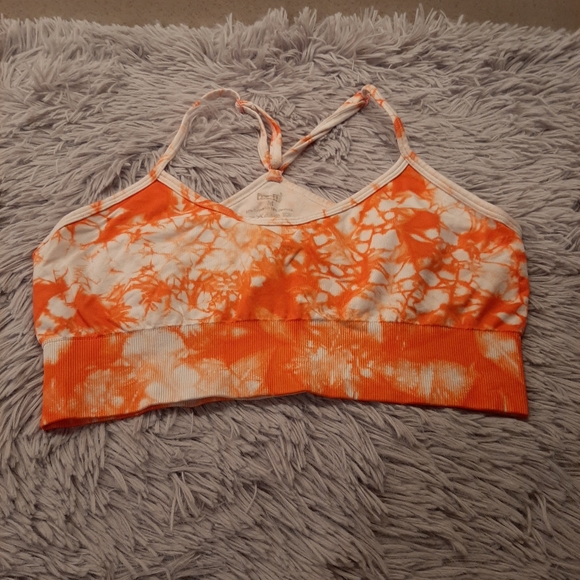 Pro-Fit Seamless Orange & White Sports Bra Size Med - Picture 1 of 4